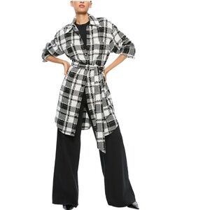 Alice + Olivia  Zazie Shacket Black/White Plaid Jacket Small